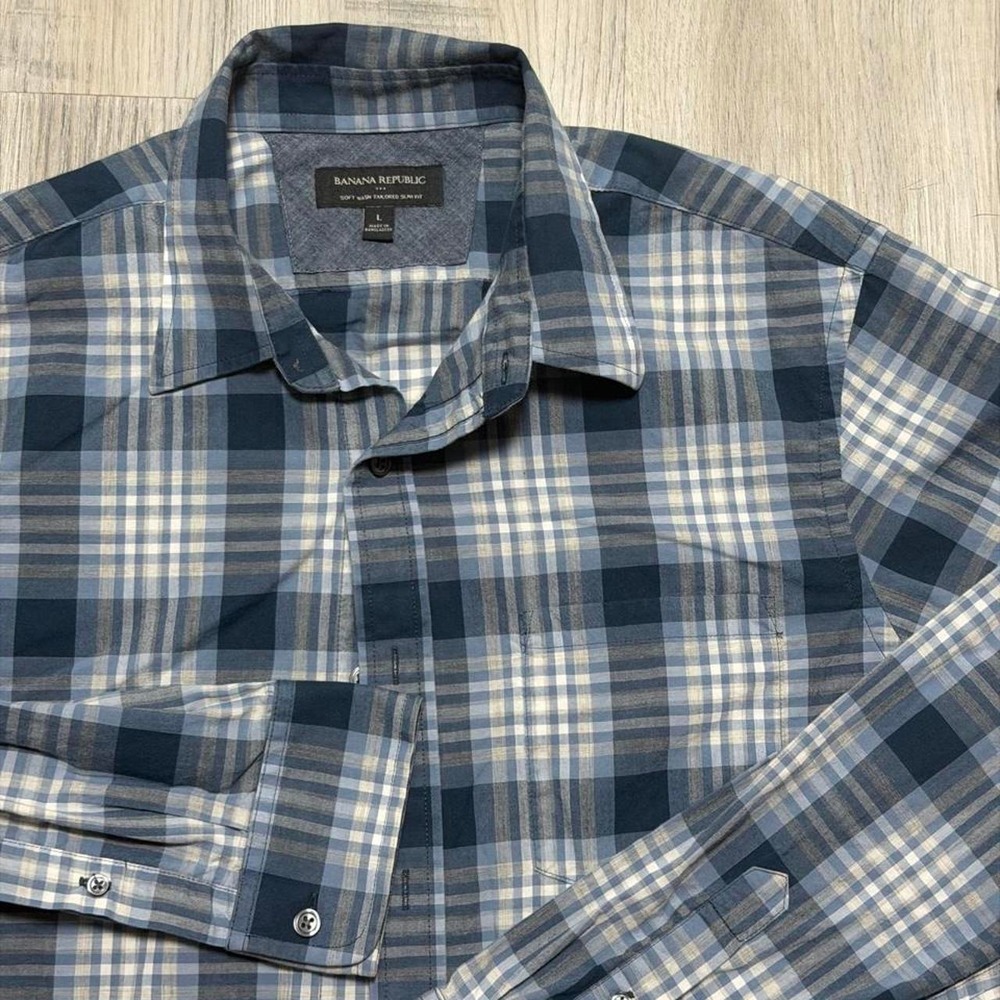 Banana Republic Plaid Button Up Shirt Men Large